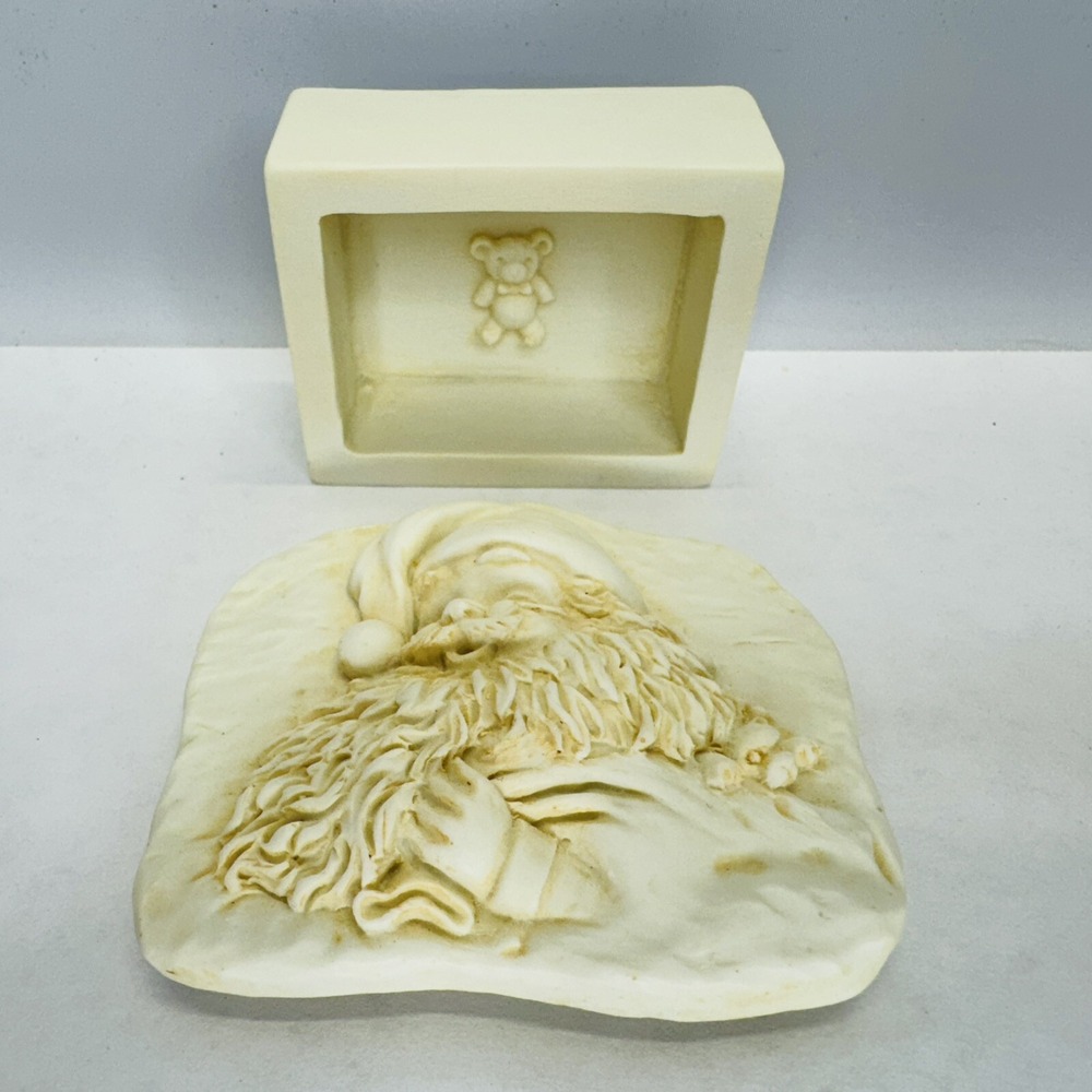 Vintage Hen Feathers Keepsake Trinket Box‎ Santa Claus Teddy Bear Christmas